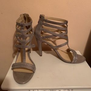 Audrey Brooke Silver Rhinestone Heels